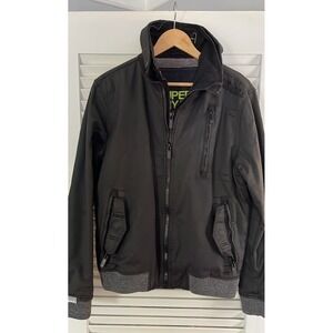 Men's Superdry Moody Norse Bomber Jacket Large Black Moto Style